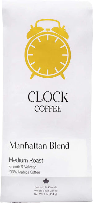 Open image in slideshow, Clock Coffee, Manhattan Blend, Medium Roast, Whole Bean, 1 lb (454g), 100% Arabica Coffee

